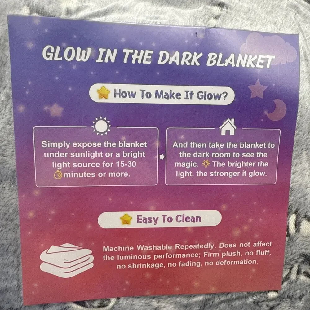 Dinosaur Throw Blanket for Kids -Dino Glow in The Dark Blanket Christmas 50x60